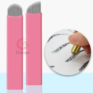 0.15mm U Agujas Eyebrow Pink Disposable Microblading Cejas Supplies Micro Nano Microblades Needle