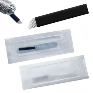 0.18mm 18U Stainless Steel Microblading Needles Disposable Eyebrow Tattoo Needles for Permanent Makeup Machine Supplies (Black