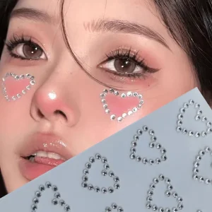 1 Sheet Self Adhesive Heart Body DIY Artistic Multicolor Face Sticker for Music Festival Wedding Party Easter Y2K Tattoo