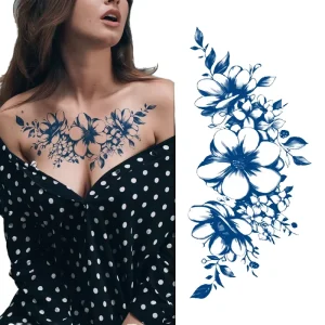 1 Week Waterproof White PET Film Tattoo Sticker with Customized Jagua Flower Designs