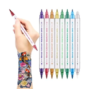10 Color Metallic Temporary Tattoo Pen Soft Brush Tip Non-toxic Washable Tattoo Painting Pen for Skin