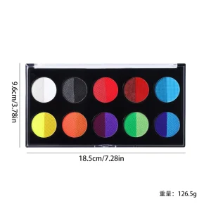 10 Color Split Cake Water Activated Face Paint Palette for Halloween Party Cosplay & Body Painting