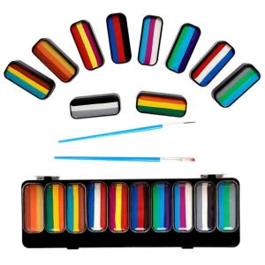 10 Color Striped Face and Body Painting Kit Water Based Box Art for Halloween