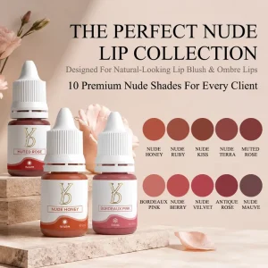 10 Shade Lip Tattoo Pigment Set Organic Semi-Permanent PMU Pigment for Lip Color Correction