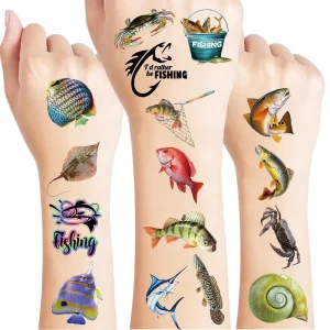 10 Sheets Ocean Realistic Style Fish Giant Conch Shell Waterproof Temporary Tattoos Sticker for Adult Trendy Body Accessories