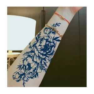 100% Herb-Based Non-Toxic Temporary Blue Genipa Flower Tattoo Sticker CE Certified 465x155mm