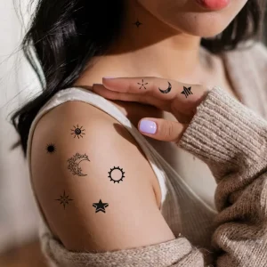 100+ Pattern Temporary Tattoo Stickers Minimalist Small Cute Black Tattoo Stickers for Adult