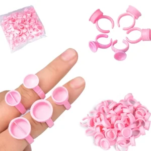 100 Pcs Disposable Micro Blade Pink Ring Tattoo Ink Cup Tattoo Needle Supplies Accessories Makeup Tattoo Tools