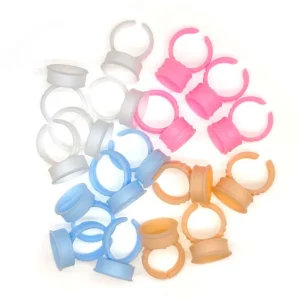100 Pcs Microblading White Plastic Silicone Flower Pigment Holder Disposable Ring Cup Ringcup Tattoo Extension Ink Glue Eyelash