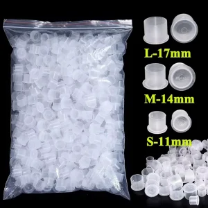 100-Piece Clear Plastic Tattoo Ink Cups with Base, Self-Standing Pigment Cups