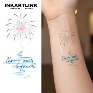 100% Safe High Quality Temporary White Water Transfer Printing Waterproof Tattoo Stickers Fireworks Pyrotechnics