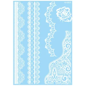 100 Sheets Temporary Tattoo Stickers White Temporary Tattoo Temple Stickers Waterproof Art for Arm Adults Girls