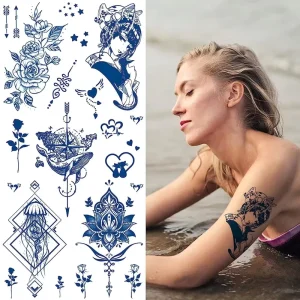 10000+ Designs Waterproof Sweatproof Temporary Long Lasting 2 Weeks Rose Flowers Semi Permanent Tattoos Tattoos