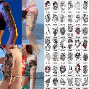 10000 Different New Designs Premium Water Transfer Temporary Tattoo Stickers for Men and Woman