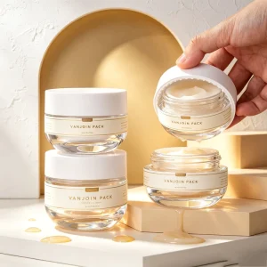 100G Round Thick Glass Cream Jar with ABS Lid Custom Label Empty Glass Container for Face Cream Body Cream Skincare Packaging