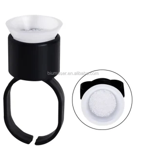 100PCS Black Microblading Permanent Makeup Pigment Holder Ring Tattoo Ink Cups Caps with Sponge