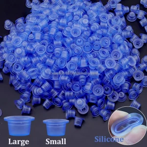 100PCS Disposable Soft Blue Silicone Tattoo Ink Cups for Permanent Makeup & Tattoos