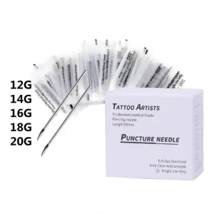 100pcs Body Piercing Needle 10G 12G 14G 16G 18G 20G Ear Nose Belly Nipple Navel Surgical Steel Sterile Disposable Piercing Tools
