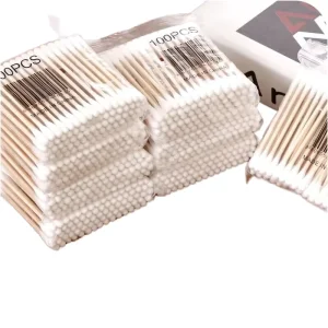 100pcs Eco friendly Double Head Wood Cotton Swab Nose & Ear Cleaning Women Makeup Tools Cotton Buds Tip Sticks