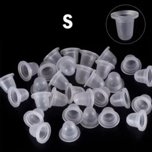 100pcs Silicone Ink Caps Disposable Ink Cups Permanent Eyelash Makeup Eyebrow Tattooing Pigment Container Kits Supplies