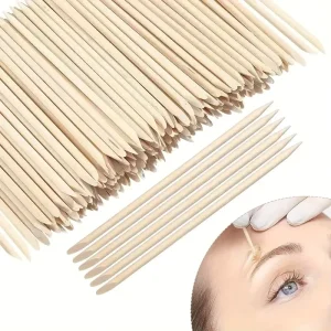 100pcs Wooden Wax Applicator Sticks Mini Size for Precision Eyebrow Lip Nose Hair Removal Unscented for Home Spa