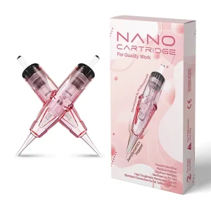 10PCS Box Sterilized Pink PMU Needles Disposable Universal Tattoo Cartridge Needles for Nano Brows Hair Stroke Lips Scalp