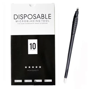 10Pcs Box 18U 0.18mm Sterilized Permanent Makeup Eyebrow Tattoo Tools 0.18mm Disposable Microblading Pen with 18U Blades