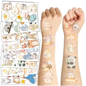 10Pcs Cute Cartoon Little Animals Tattoo Stickers for Body Decor Children Party Gift Sticker