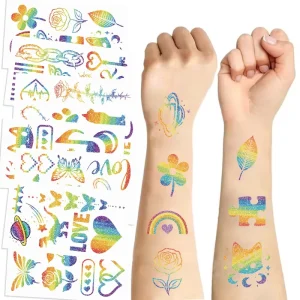 10Pcs Glitter Raibow Cartoon Kids Tattoo Stickers for Body Decor Colorful Party Sticker