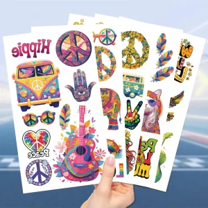 10Pcs Hippie Aesthetic Art Tattoo Stickers for Body Decor Peace Love Party Gift Sticker