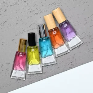 10ml Travel Portable Frost Glass Serum Spray Perfume Bottle Empty Sample Bottle with Screw Bamboo Cap Screen Printing Refillable