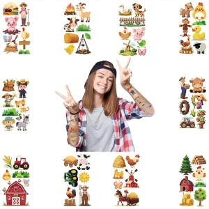 10pcs Cartoon Vacation Waterproof for Parties and Gatherings Children’s One time Tattoo Sticker Sheet