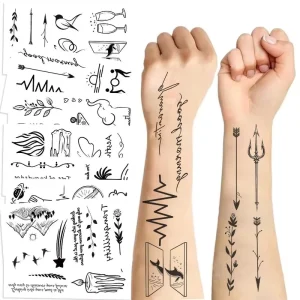 10pcs Cross-border Black and White Linear Tattoo Stickers Waterproof Suitable for Festival Parties Gatherings