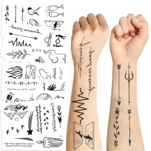 10pcs Cross border Black and White Linear Tattoo Stickers Waterproof Suitable for Festival Parties Gatherings