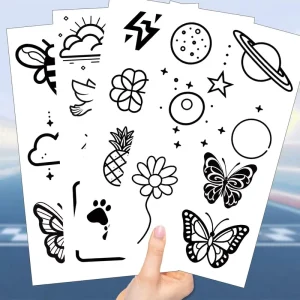 10pcs Cross-border Black and White Patterns Tattoo Stickers Waterproof Suitable for Festival Parties Gatherings