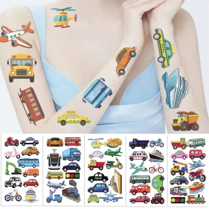 10pcs Cross-border Cartoon Transportation Vehicles Tattoo Stickers Waterproof Suitable for Festival Parties Gatherings