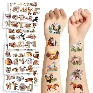 10pcs Cross border Horse Animal Tattoo Stickers Waterproof Suitable for Festival Parties Gatherings