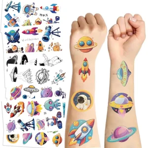 10pcs New Space Astronaut Party Tattoo Stickers Waterproof Party Party Gifts Funny Face Stickers Cross border