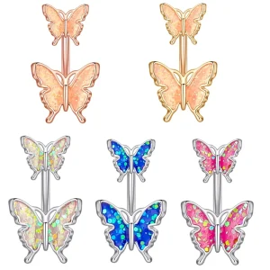 10pcs/set Zircon Butterflies Dripping Navel Ring Jewelry Rose Gold Plated Silver Plated Stainless Steel Body Piercing Women