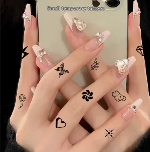 10pcs set custom mini sexy girl hand collarbone tattoo sticker removable waterproof black paper finger tattoo stickers