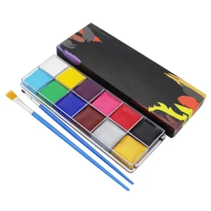 12 Color Body Paint Oil Makeup Set for Halloween for Artists Tattoo Stencil Crafts Party Painting Supplies Kit
