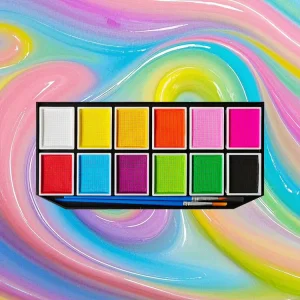 12 Color Entry Level Face Paint Kit With 2 Brushes Water Based Non Toxic Kids Friendly Washable