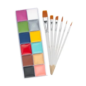12 Color Face Body Paint with Brush Oil Painting Art Theme for Halloween Party Face Painting Kit
