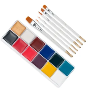 12-Color Face Painting Kit with 6-Piece Brush Set for Kids