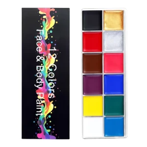 Cosmetic Grade Face Paint Plates 12 Colors Water Soluble Body Face Painting Kit Professional for Halloween Play Christmas Clown