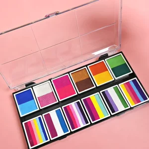 12 Color Non-toxic Natural Plant-Based Face Paint Professional Halloween Makeup Set for Children & Teens Holiday Use
