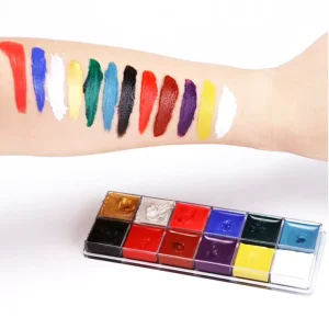 12 Color Oil Based Hypoallergenic Safe & Non Toxic Skin Paint for Face and Body Art 5g Each for Parties