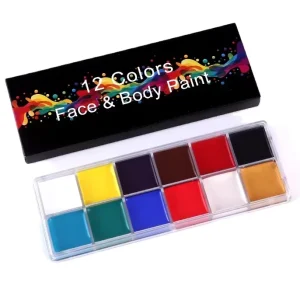 12-Color Oil Face Painting Kit for Kids Halloween Makeup Drawing Face Paint for Body and Face