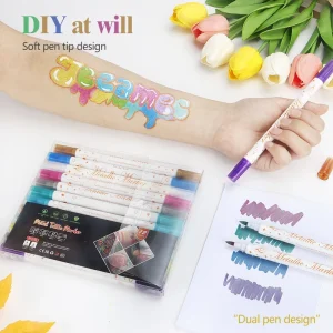 12-Color Permanent Facial Painting DIY Body Art Tattoo Pen Soft Hard Double-Headed Plastic Marker Pencil Graffiti Fabric