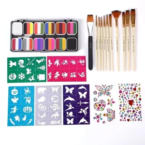 12-Color Rainbow Face & Body Paint Palette Art Supplies for Kids’ Body Painting